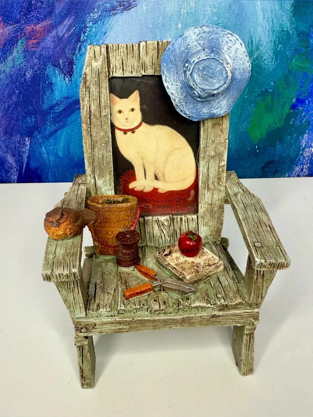 Gardening Chair Picture Frame Adirondack Beach Backyard Mini 2x2 Photo Vintage